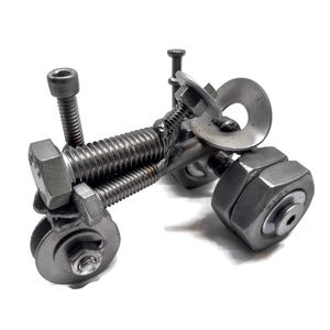 Scrap Metal Art Dual Wheeled Tractor Figurine